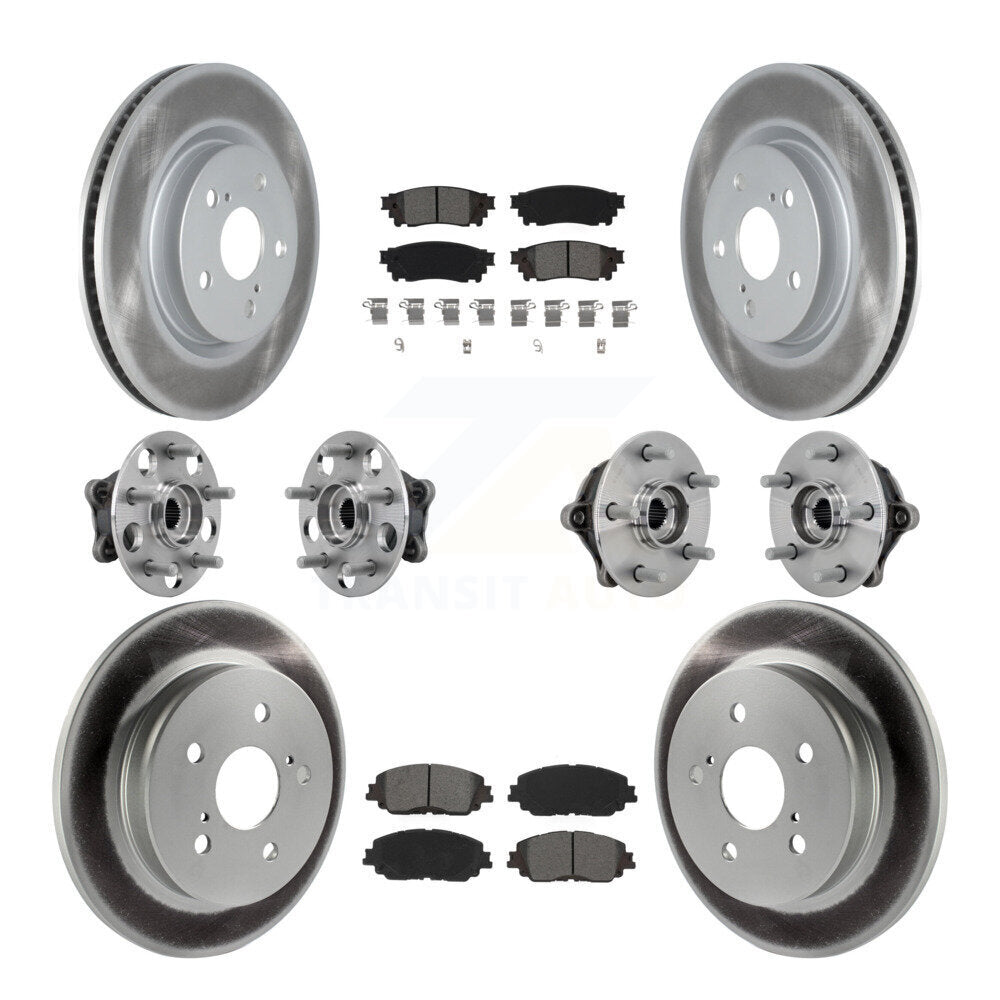 Hub Bearing Coated Brake Rotor & Pad Front Rear Kit (10Pc) For Toyota RAV4 Venza