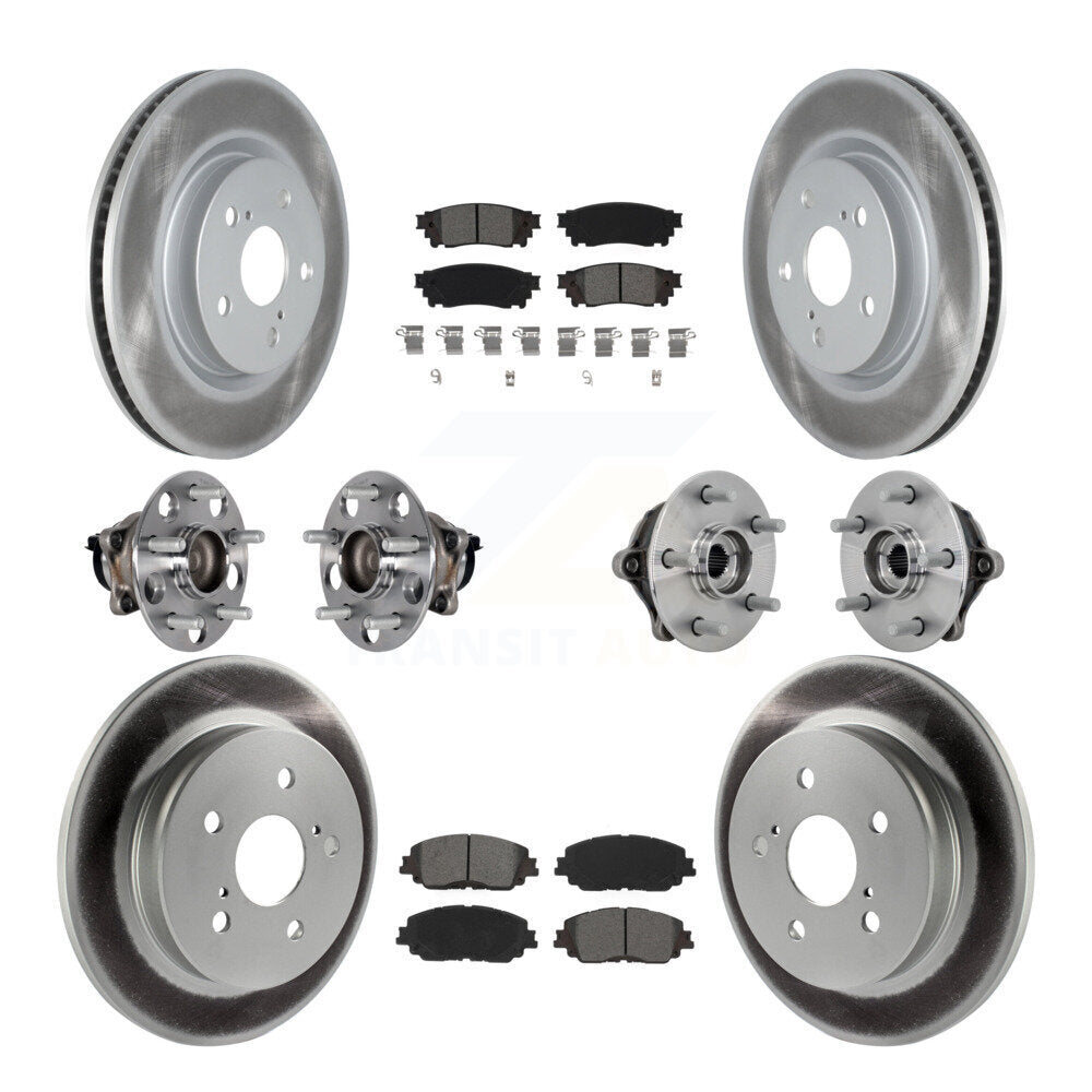 Hub Bearing Coated Disc Brake Rotor & Pads Front Rear Kit (10Pc) For Toyota RAV4