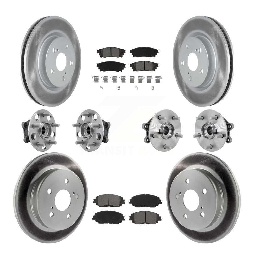 Hub Bearing Coated Disc Brake Rotor & Pads Front Rear Kit (10Pc) For Toyota RAV4