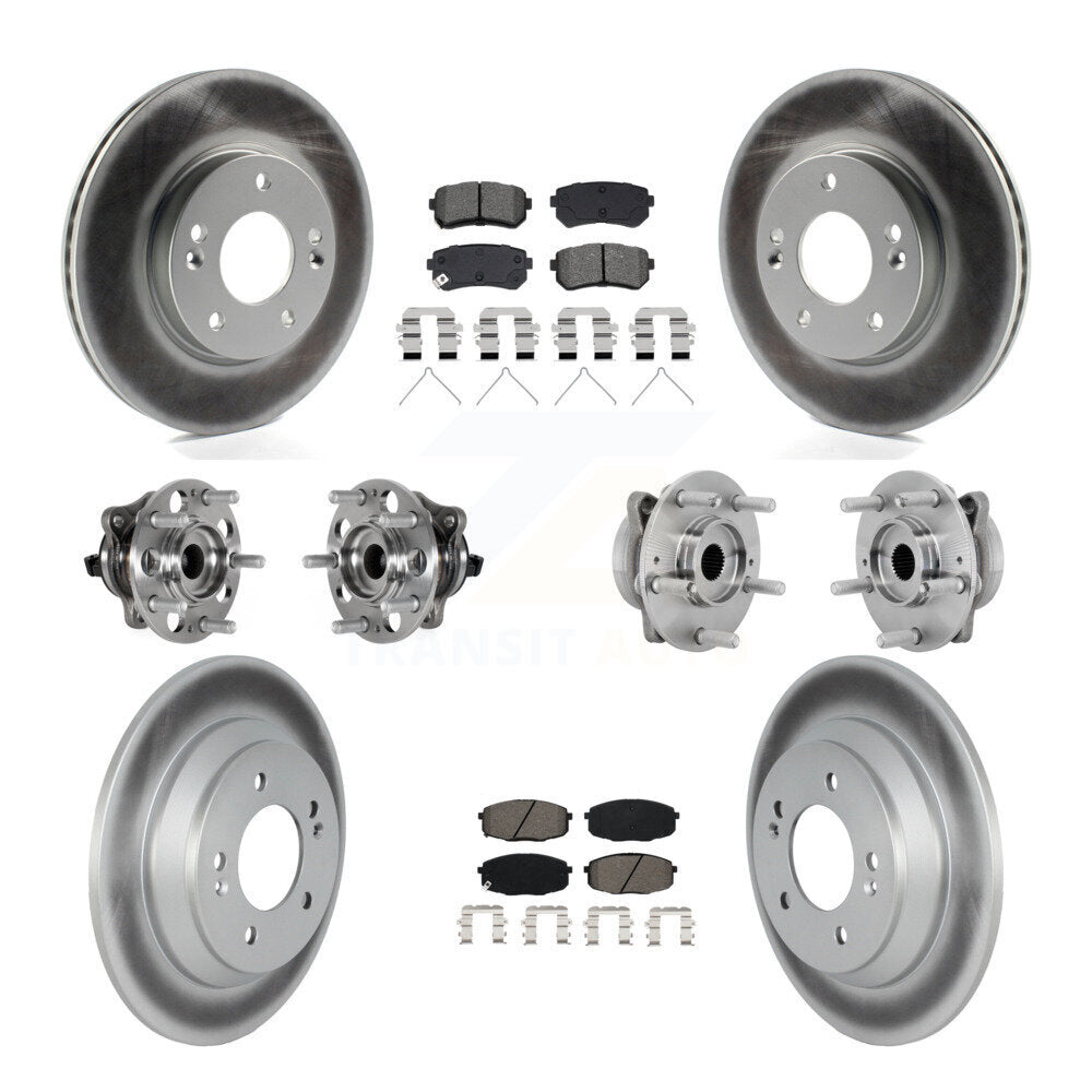 Hub Bearing Coated Disc Brake Rotor & Pad Front Rear Kit (10Pc) For Hyundai Kona