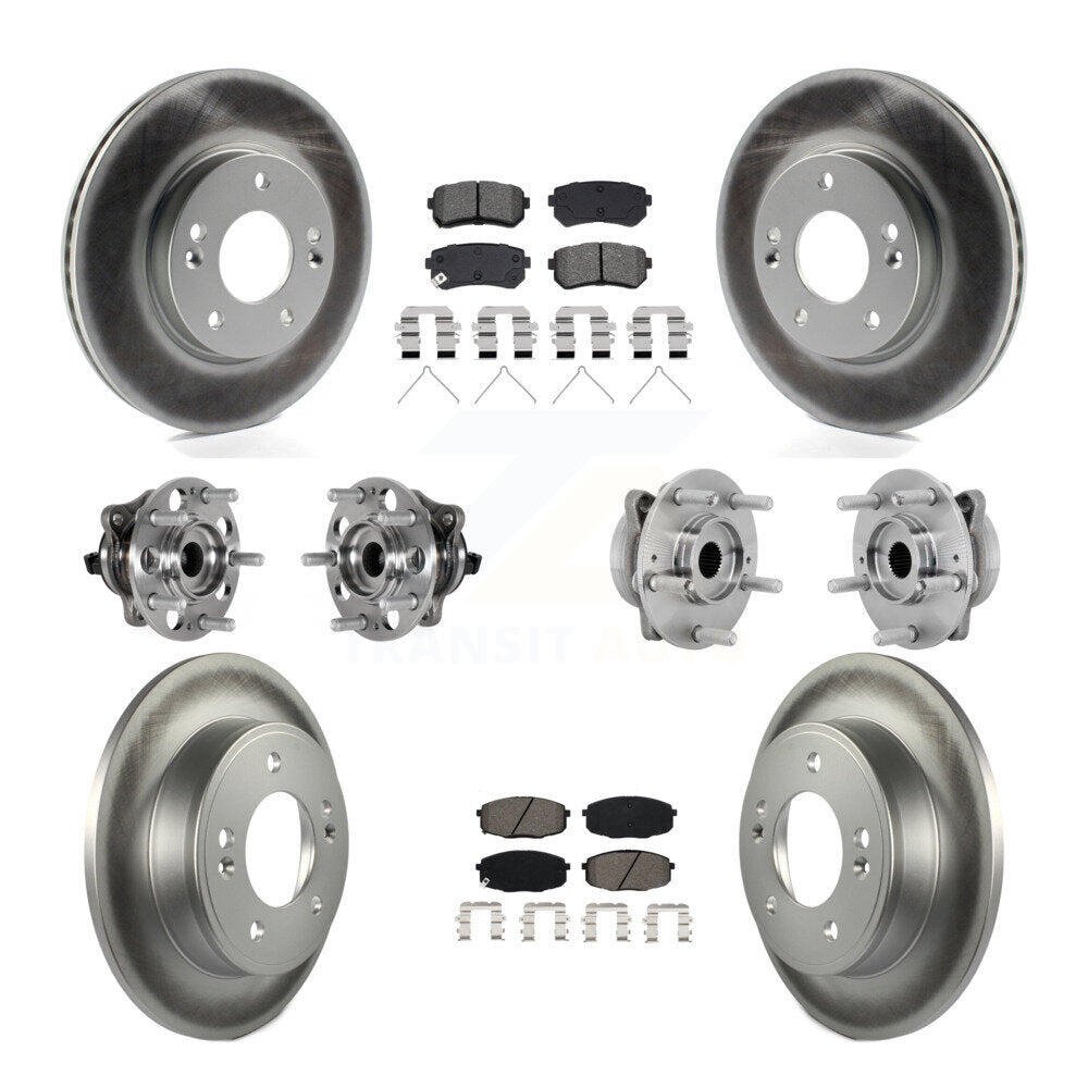 Hub Bearing Coated Disc Brake Rotor & Pad Front Rear Kit (10Pc) For Hyundai Kona
