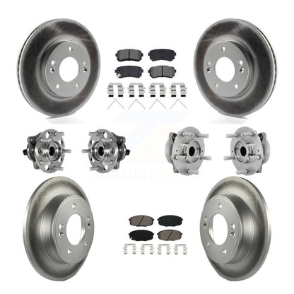 Hub Bearing Coated Disc Brake Rotor & Pad Front Rear Kit (10Pc) For Hyundai Kona
