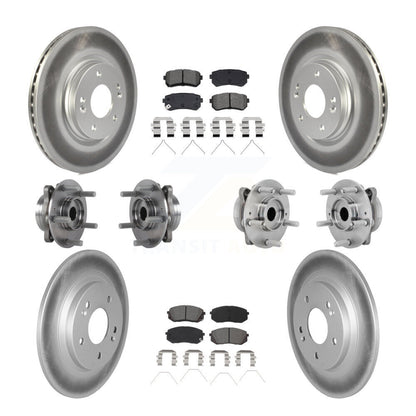Hub Bearing Coated Brake Rotor & Pads Front Rear Kit (10Pc) For Hyundai Kona Kia