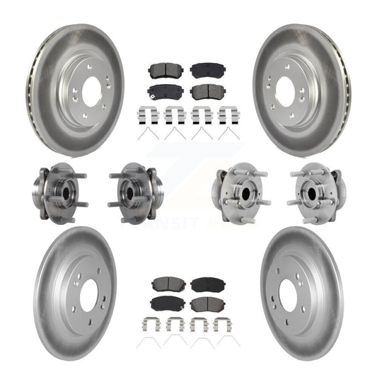 Hub Bearing Coated Brake Rotor & Pads Front Rear Kit (10Pc) For Hyundai Kona Kia