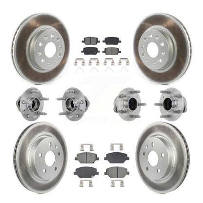 Hub Bearing Coated Brake Rotor & Pads Front Rear Kit (10Pc) For Chevrolet Camaro
