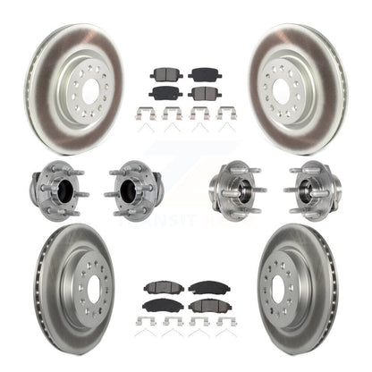 Hub Bearing Coated Brake Rotor Pads Front Rear Kit (10Pc) For Cadillac XT5 Buick