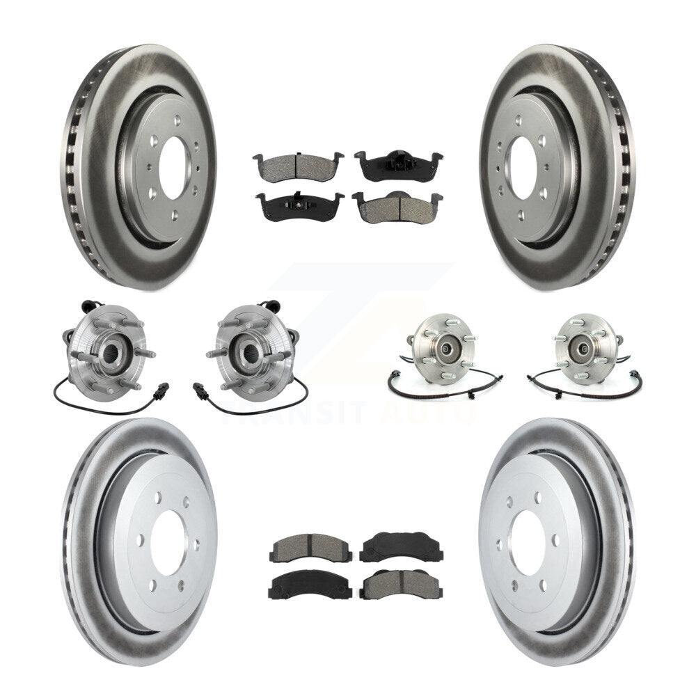 Hub Bearing Coated Brake Rotor Pad Front Rear Kit (10Pc) For Ford Expedition 4WD