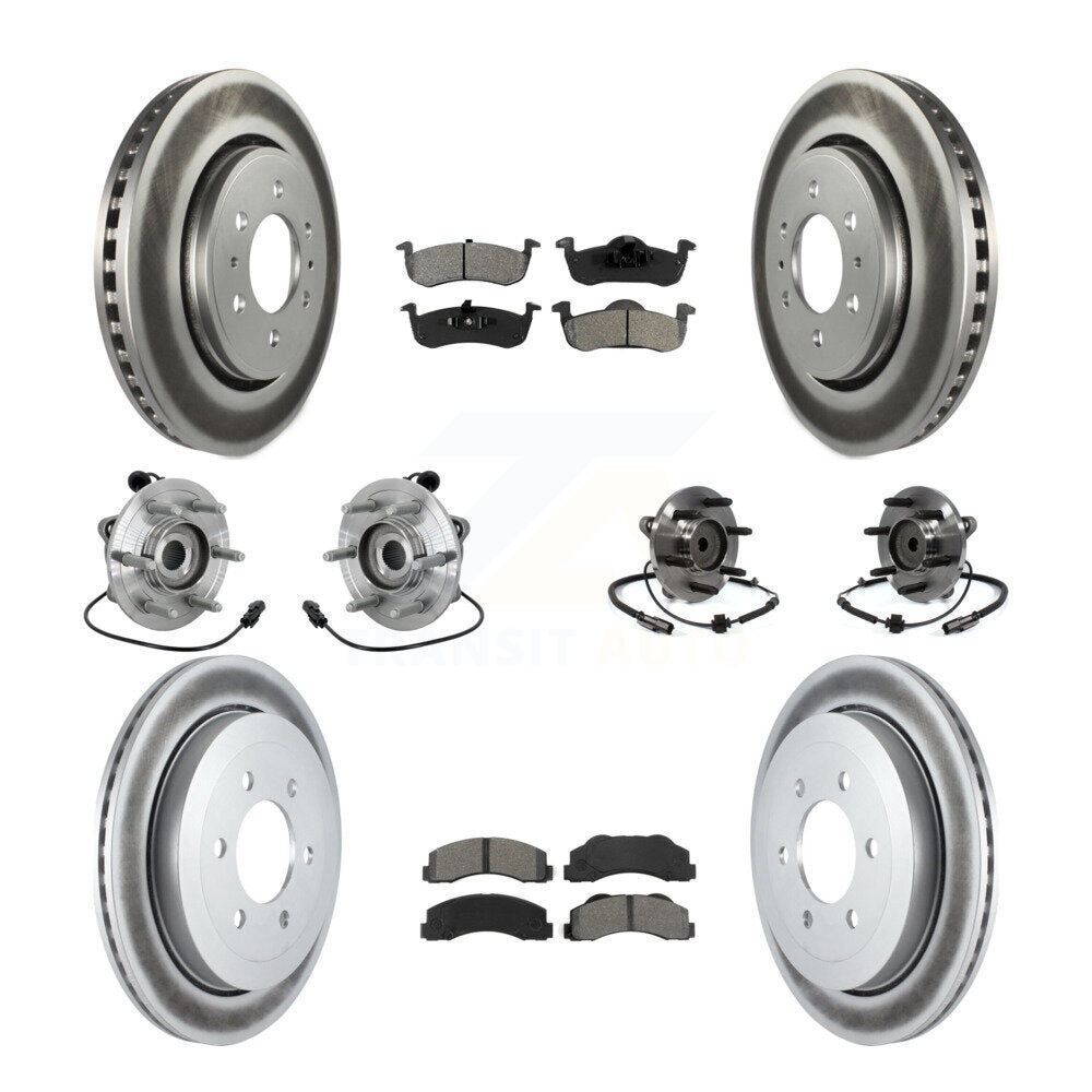 Hub Bearing Coated Brake Rotor Pad Front Rear Kit (10Pc) For Ford Expedition RWD