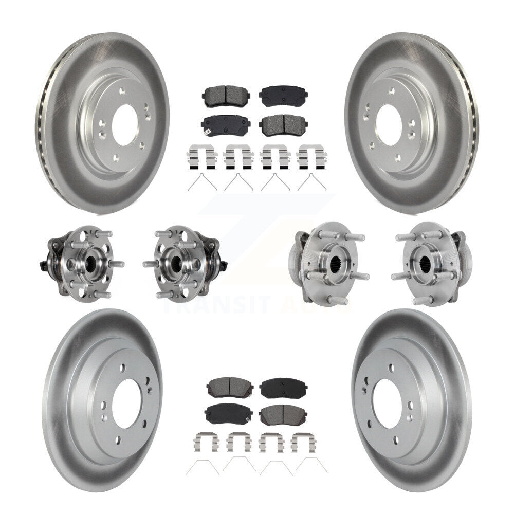 Hub Bearing Coated Disc Brake Rotor & Pad Front Rear Kit (10Pc) For Hyundai Kona