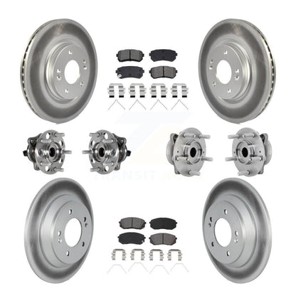 Hub Bearing Coated Disc Brake Rotor & Pad Front Rear Kit (10Pc) For Hyundai Kona