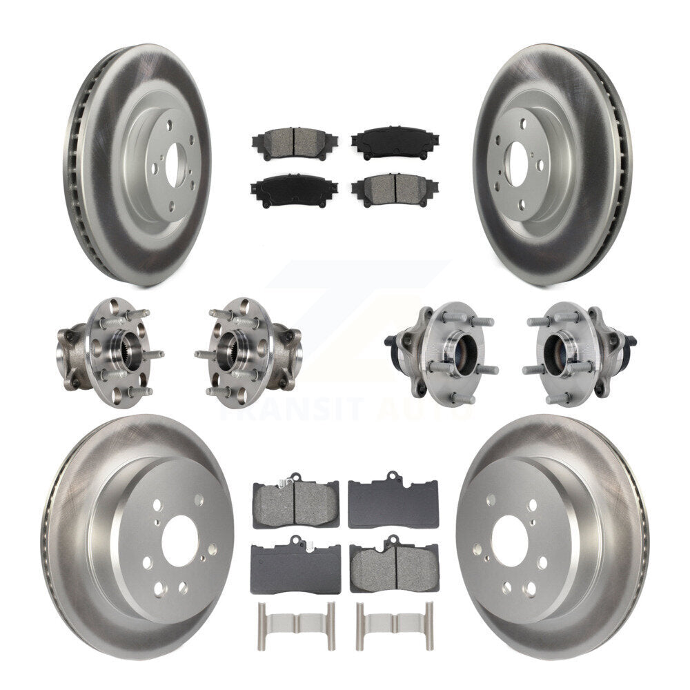 Hub Bearing Coated Brake Rotor & Pad Front Rear Kit (10Pc) For Lexus GS350 RC300
