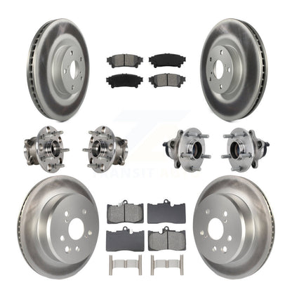 Hub Bearing Coated Brake Rotor & Pad Front Rear Kit (10Pc) For Lexus GS350 RC300