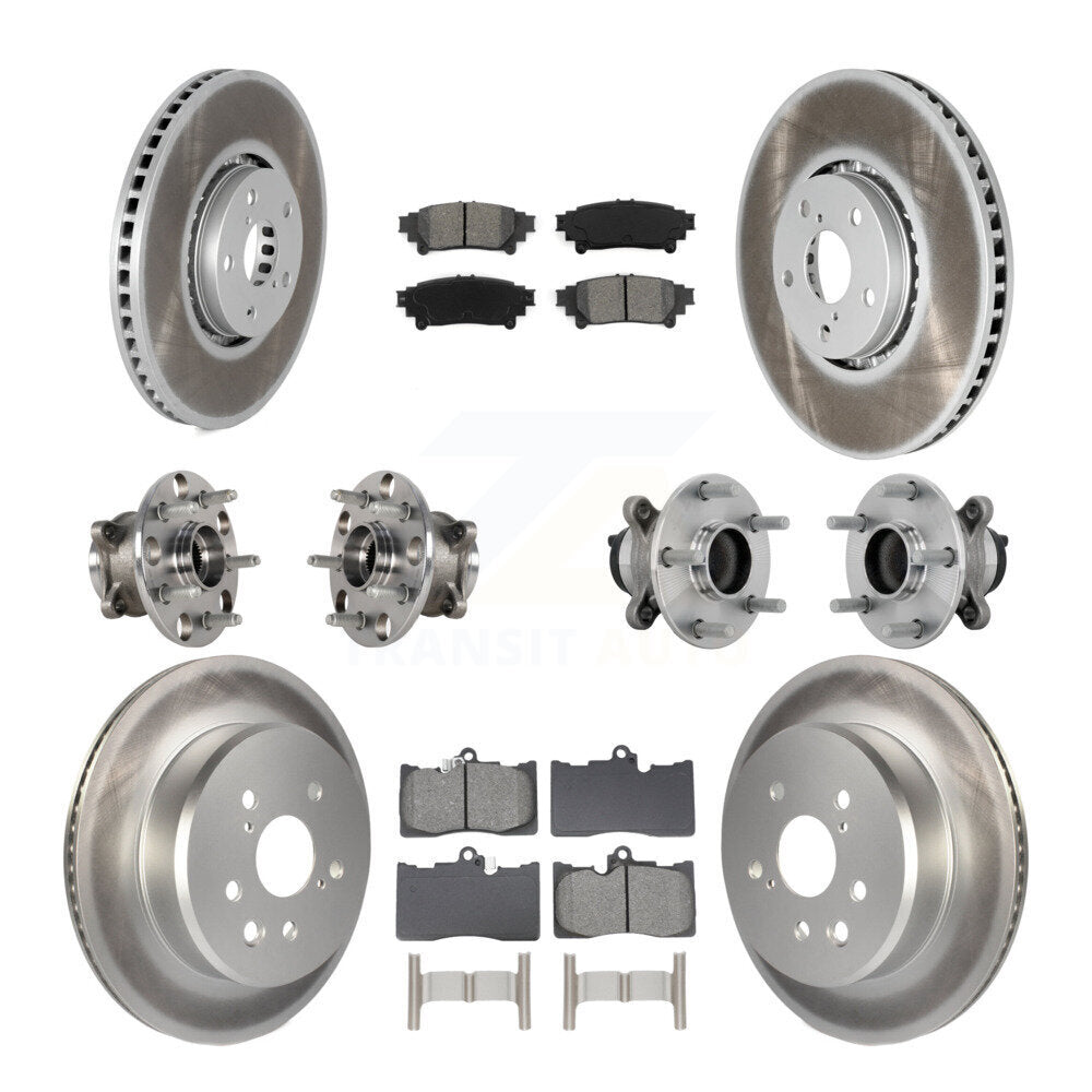 Hub Bearing Coated Brake Rotor & Pad Front Rear Kit (10Pc) For Lexus IS350 IS300