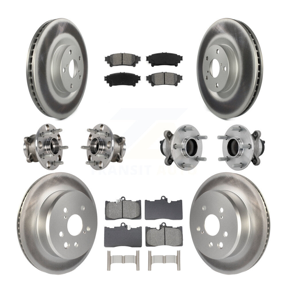 Hub Bearing Coated Brake Rotor & Pad Front Rear Kit (10Pc) For Lexus IS300 IS350