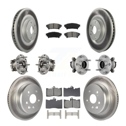 Hub Bearing Coated Brake Rotor & Pad Front Rear Kit (10Pc) For Lexus IS300 IS350