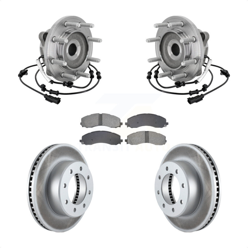 Hub Bearing Assembly Coated Disc Brake Rotor And Pad Front Kit For Ram 2500 3500