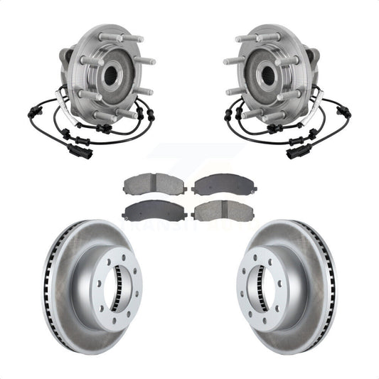Hub Bearing Assembly Coated Disc Brake Rotor And Pad Front Kit For Ram 2500 3500
