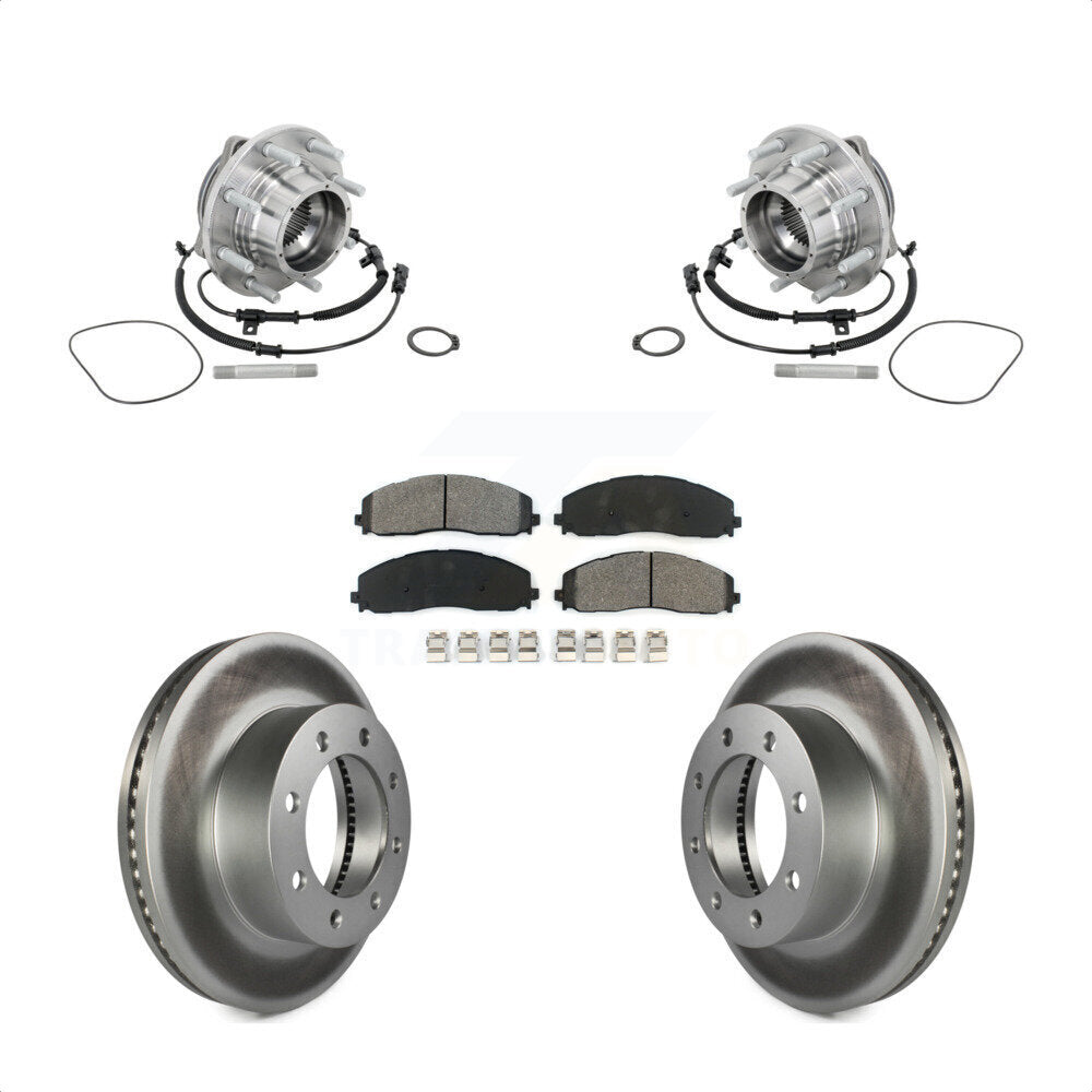 Hub Bearing Assembly Coated Brake Rotor Pads Front Kit For Ford F-450 Super Duty