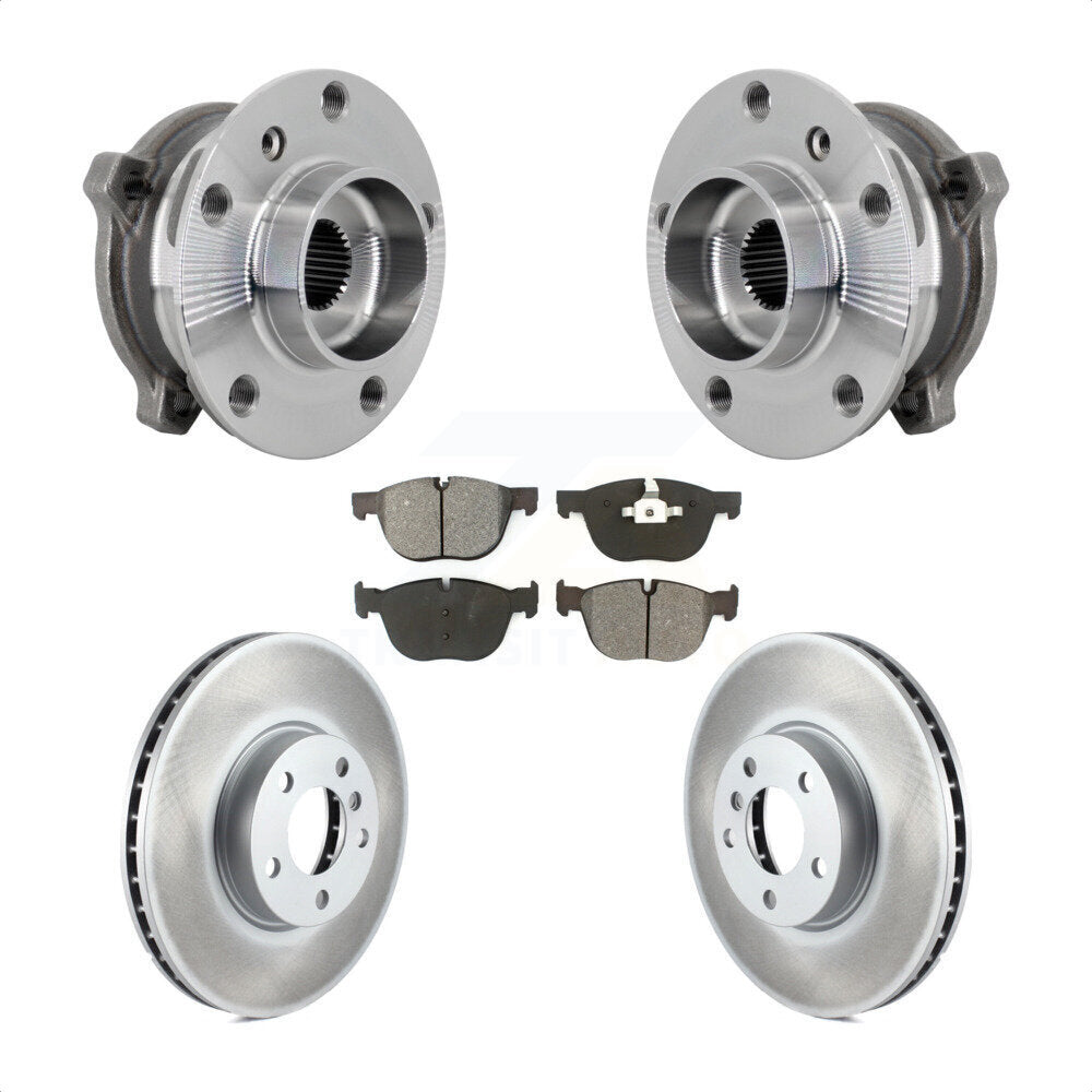Hub Bearing Coated Brake Rotor And Pad Front Kit For BMW X5 X6 M12 x 1.25 Thread