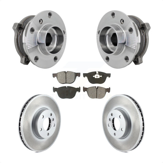 Hub Bearing Coated Brake Rotor And Pad Front Kit For BMW X5 X6 M12 x 1.25 Thread