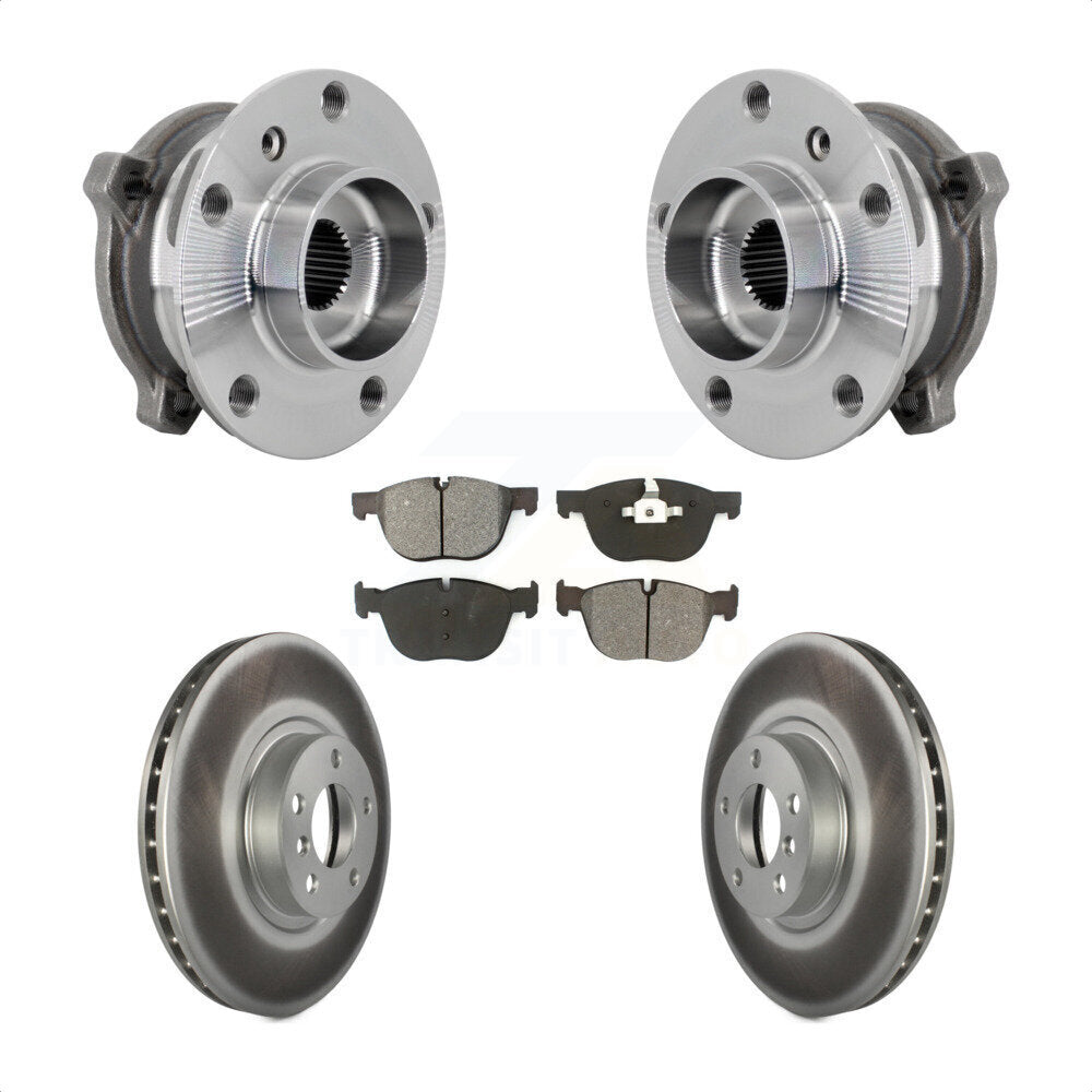 Hub Bearing Coated Brake Rotor And Pad Front Kit For BMW X5 X6 M12 x 1.25 Thread
