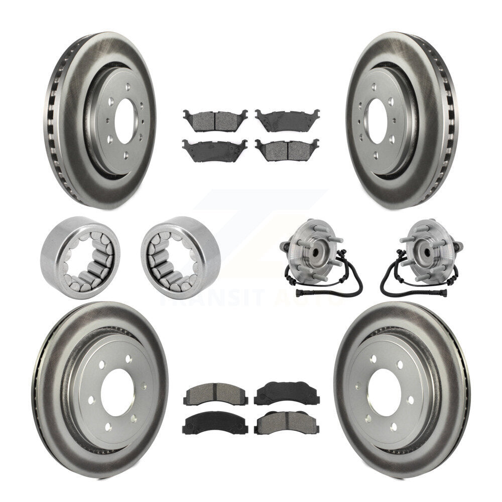 Hub Bearing Coated Brake Rotor Pad Shoe Front Rear Kit (10Pc) For Ford F-150 RWD