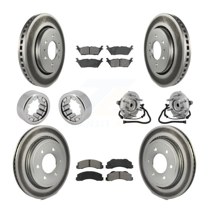 Hub Bearing Coated Brake Rotor Pad Shoe Front Rear Kit (10Pc) For Ford F-150 RWD
