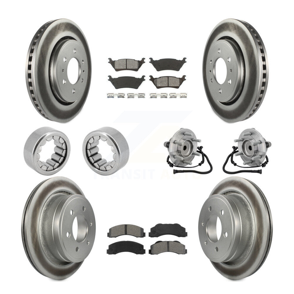 Hub Bearing Coated Brake Rotor Pad Shoe Front Rear Kit (10Pc) For Ford F-150 RWD
