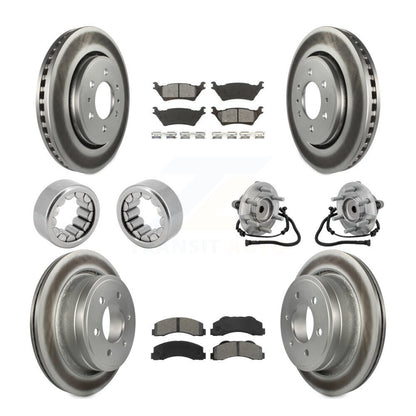 Hub Bearing Coated Brake Rotor Pad Shoe Front Rear Kit (10Pc) For Ford F-150 RWD