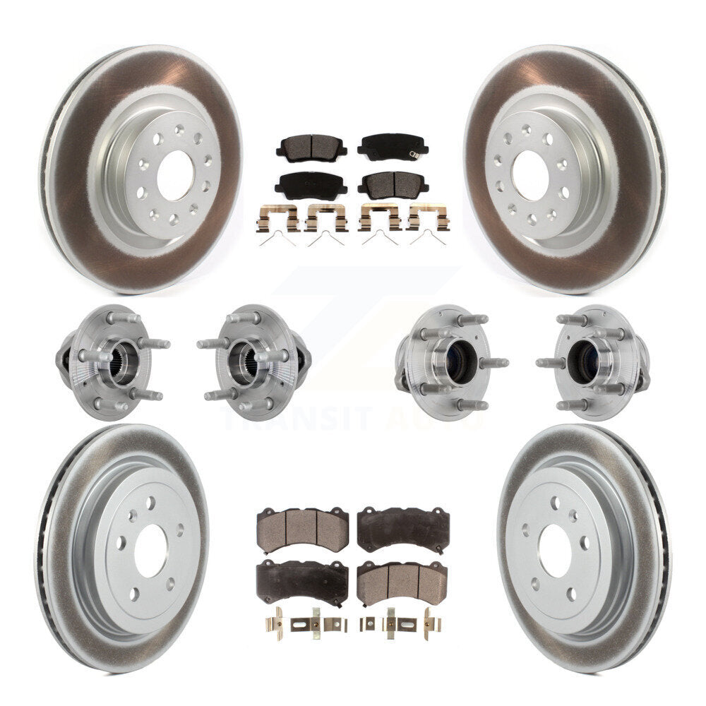 Hub Bearing Coated Disc Brake Rotor & Pad Front Rear Kit (10Pc) For Cadillac CTS