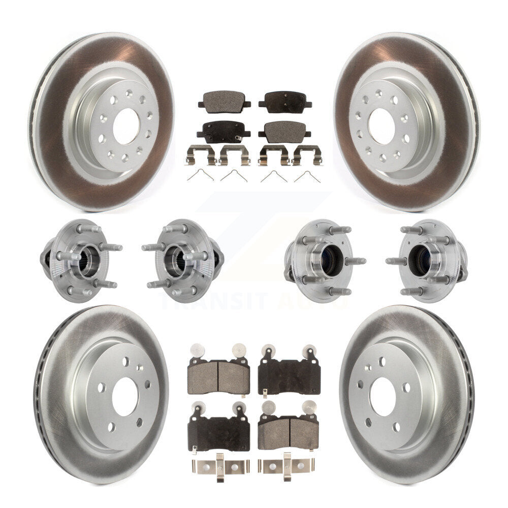 Hub Bearing Coated Brake Rotor & Pads Front Rear Kit (10Pc) For Cadillac CT6 RWD