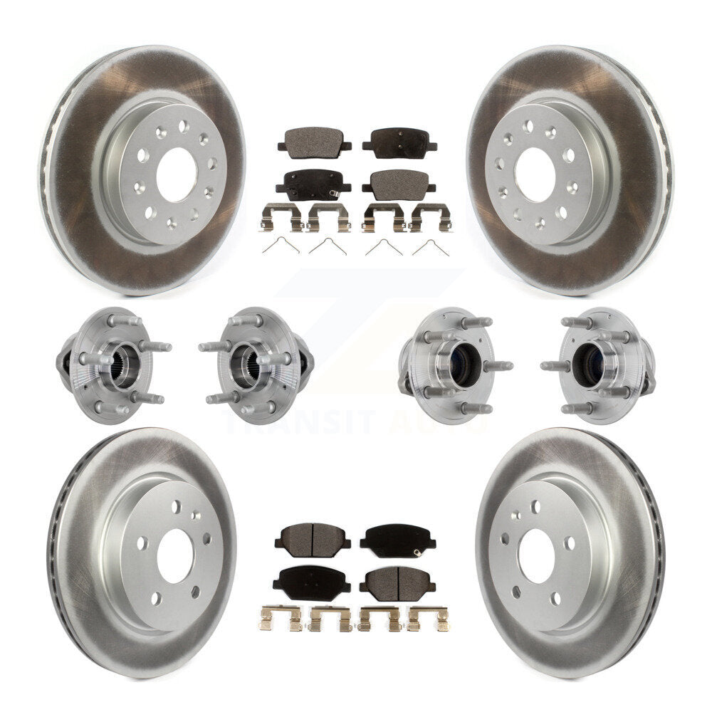 Hub Bearing Coated Brake Rotor & Pads Front Rear Kit (10Pc) For Chevrolet Camaro