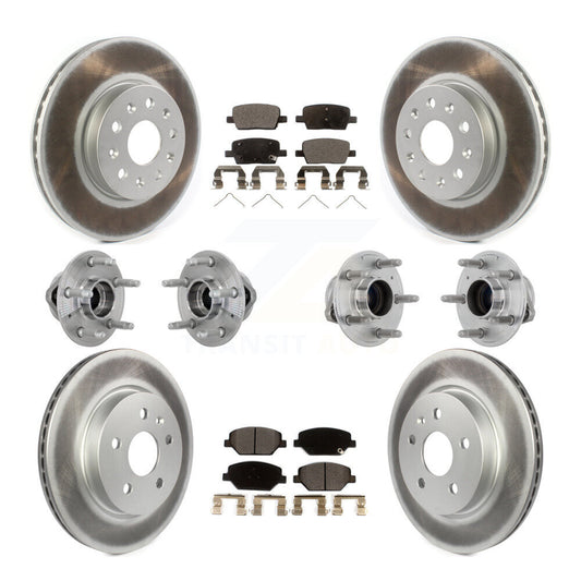 Hub Bearing Coated Brake Rotor & Pads Front Rear Kit (10Pc) For Chevrolet Camaro