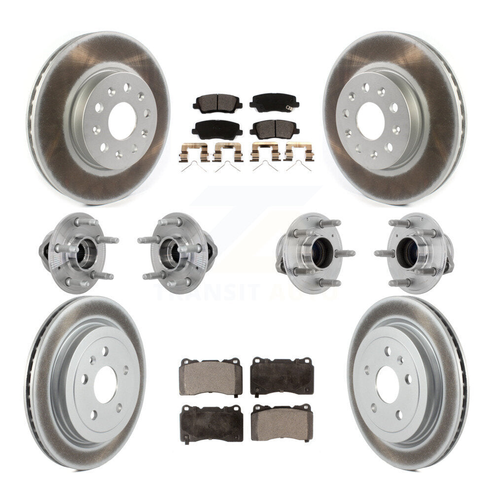 Hub Bearing Coated Disc Brake Rotor & Pad Front Rear Kit (10Pc) For Cadillac CTS