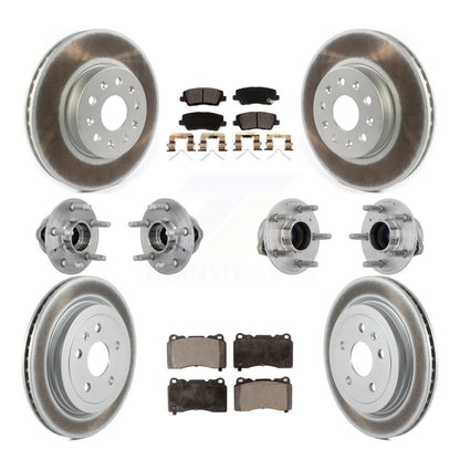 Hub Bearing Coated Disc Brake Rotor & Pad Front Rear Kit (10Pc) For Cadillac CTS