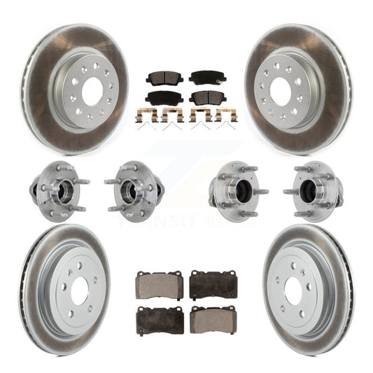 Hub Bearing Coated Disc Brake Rotor & Pad Front Rear Kit (10Pc) For Cadillac CTS