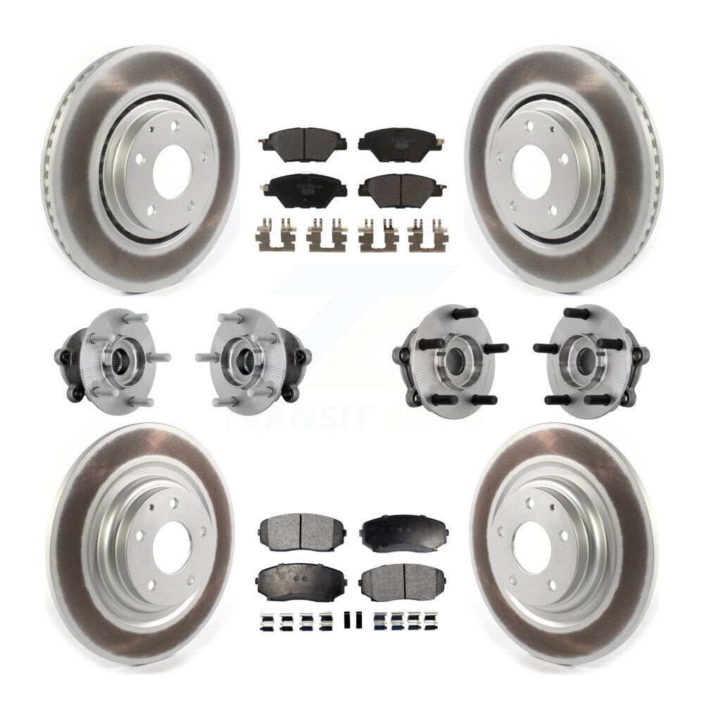 Hub Bearing Coat Brake Rotor Pads Front Rear Kit (10Pc) For 16-23 Mazda CX-9 AWD