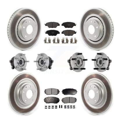 Hub Bearing Coat Brake Rotor Pads Front Rear Kit (10Pc) For 16-23 Mazda CX-9 AWD