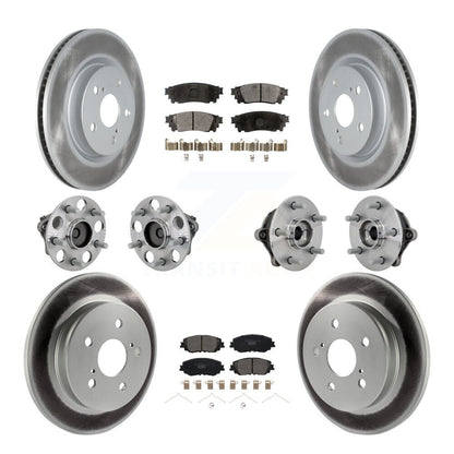 Hub Bearing Coated Disc Brake Rotor & Pads Front Rear Kit (10Pc) For Toyota RAV4