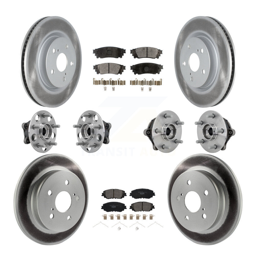 Hub Bearing Coated Brake Rotor & Pad Front Rear Kit (10Pc) For Toyota RAV4 Venza