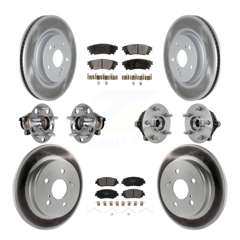 Hub Bearing Coated Disc Brake Rotor & Pads Front Rear Kit (10Pc) For Toyota RAV4