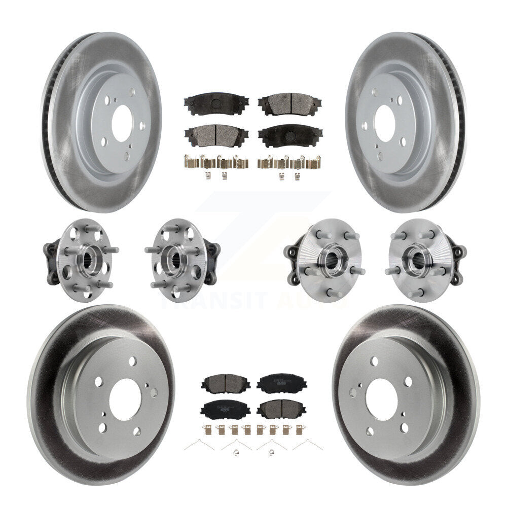 Hub Bearing Coated Disc Brake Rotor & Pads Front Rear Kit (10Pc) For Toyota RAV4