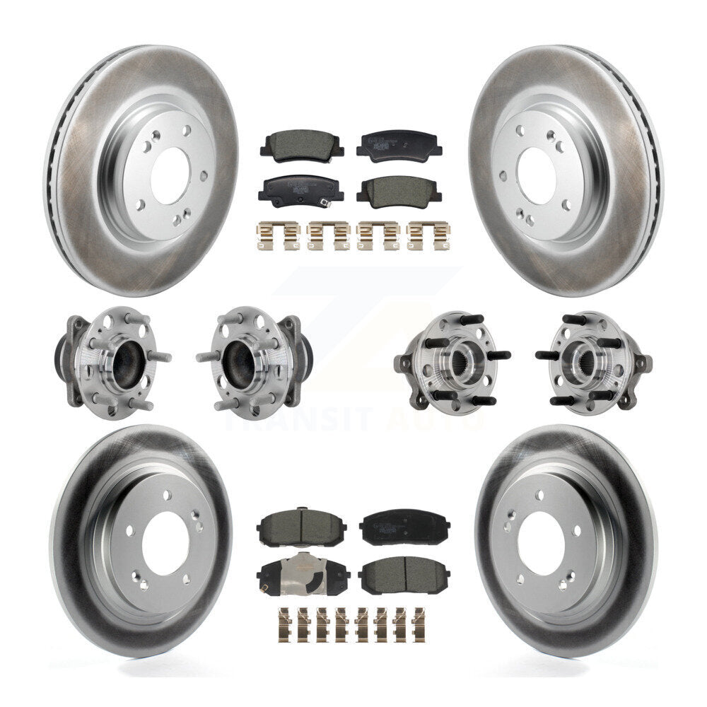Hub Bearing Coat Brake Rotor Pad Front Rear Kit (10Pc) For Hyundai Sonata Kia K5