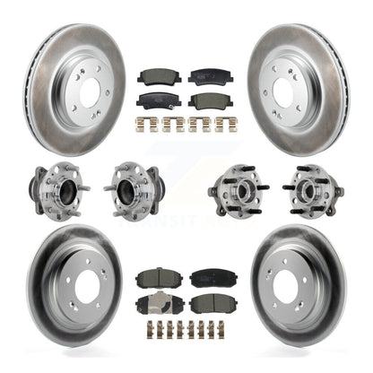Hub Bearing Coat Brake Rotor Pad Front Rear Kit (10Pc) For Hyundai Sonata Kia K5