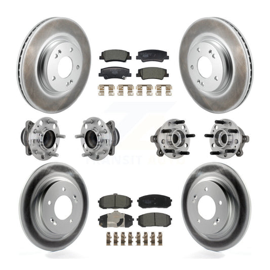 Hub Bearing Coat Brake Rotor Pad Front Rear Kit (10Pc) For Hyundai Sonata Kia K5