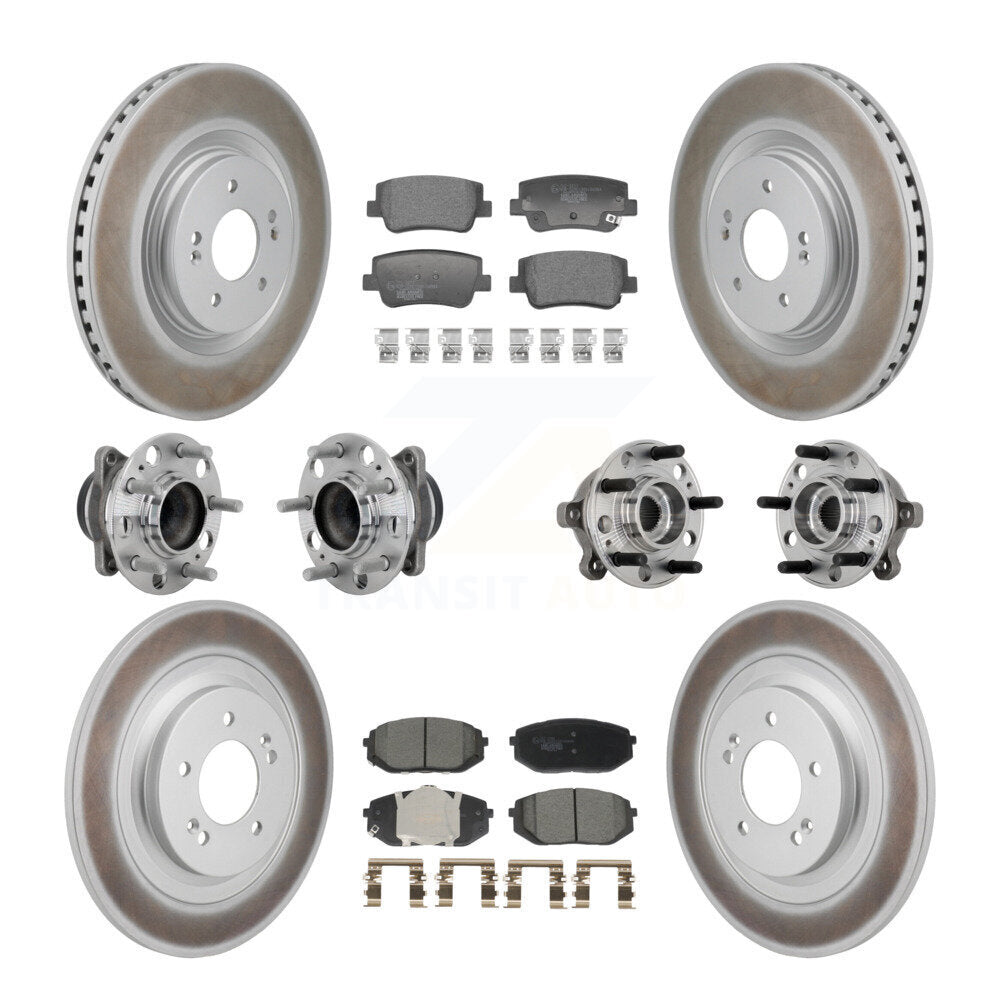 Hub Bearing Coat Brake Rotor Pad Front Rear Kit (10Pc) For Hyundai Sonata Kia K5
