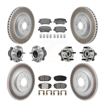 Hub Bearing Coat Brake Rotor Pad Front Rear Kit (10Pc) For Hyundai Sonata Kia K5