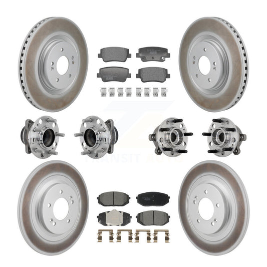 Hub Bearing Coat Brake Rotor Pad Front Rear Kit (10Pc) For Hyundai Sonata Kia K5
