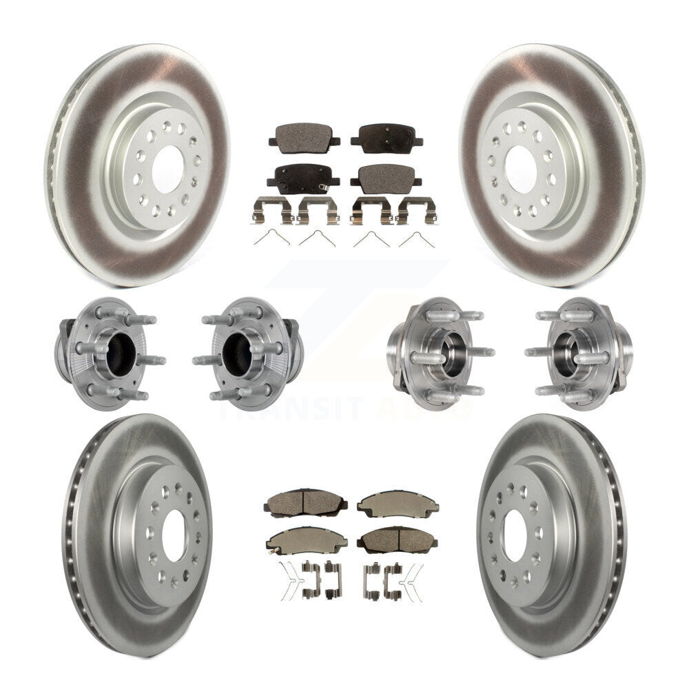 Hub Bearing Coated Brake Rotor Pads Front Rear Kit (10Pc) For Cadillac XT5 Buick