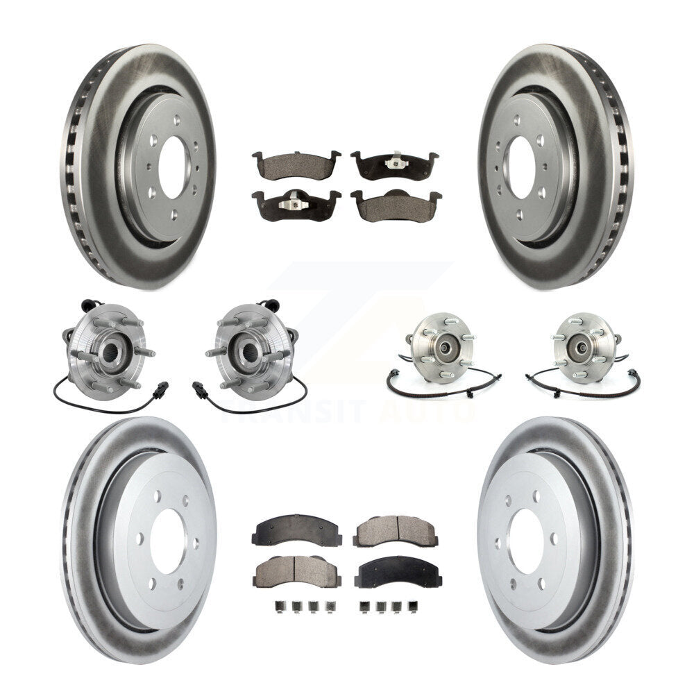 Hub Bearing Coated Brake Rotor Pad Front Rear Kit (10Pc) For Ford Expedition 4WD